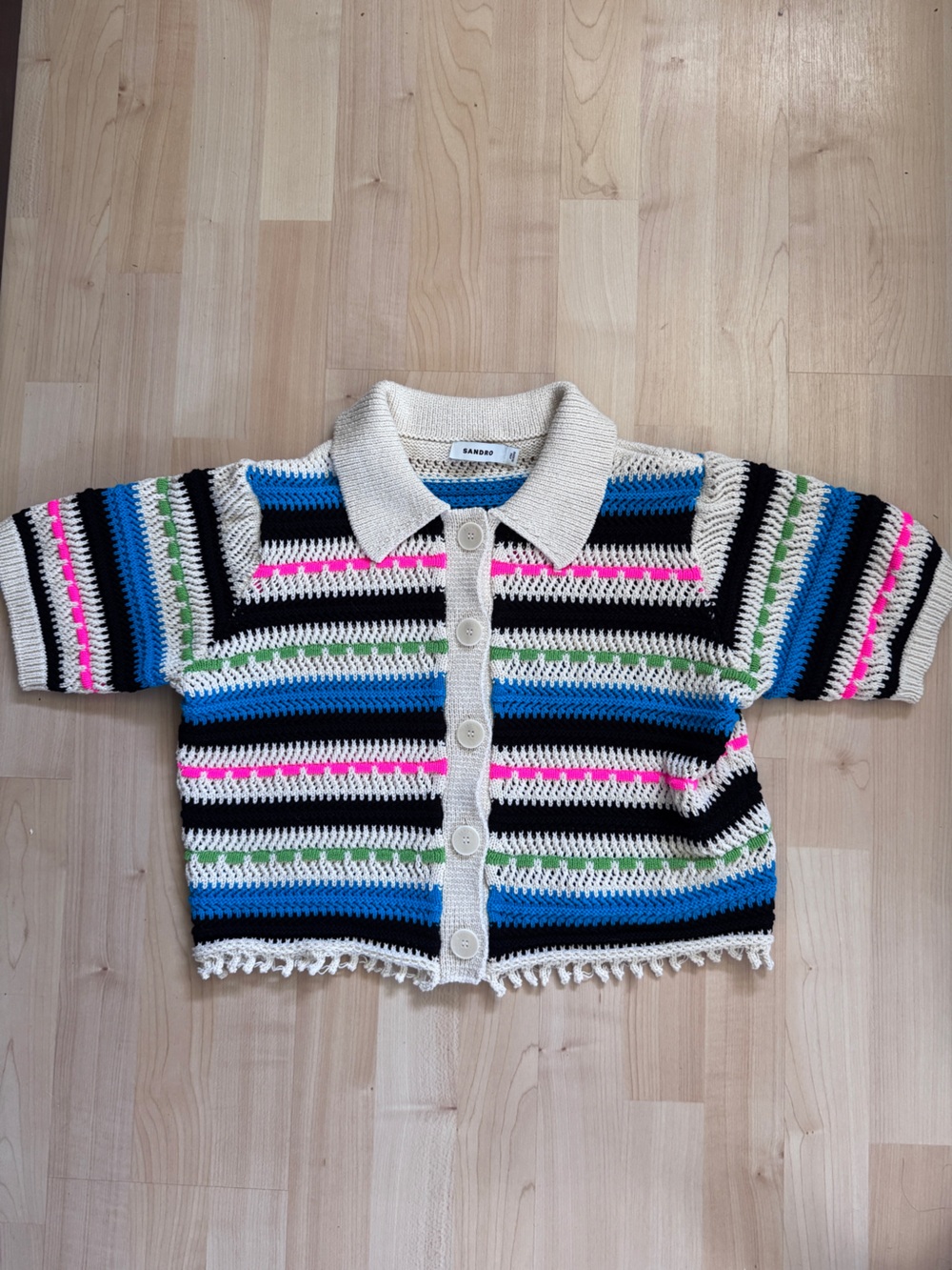 Sandro Striped Cropped Cardigan
